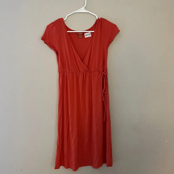 Sundance Womens Red Wrap Dress XS Dolman Sleeve Pleated Summer Basic Casual - Picture 4 of 7